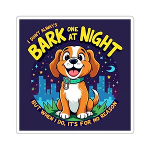 Whimsical Dog Night-Themed Stickers, Cute Pet Decor, Dog Lover Gifts, Laptop Stickers, Fun Home Decor
