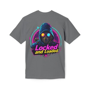 Locked and Loaded Unisex Midweight T-Shirt, Casual Gamer Tee, Streetwear Fashion, Gift for Gamers, Cool Graphic Shirt, Made in USA
