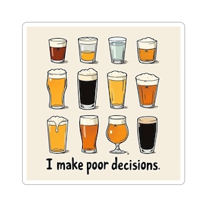 Funny Beer-Themed Kiss-Cut Stickers, Humorous Drink Decals, Party Favors, Laptop Stickers, Gifts for Friends