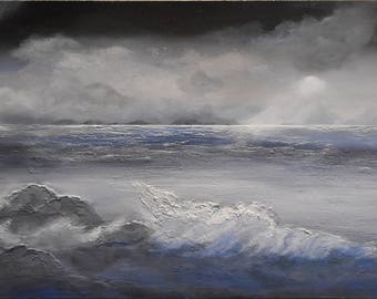 The sun will shine again Seascapes Ocean Paintings Coastal paintings Wave paintings Blue paintings Cloud paintings Water paintings Sky