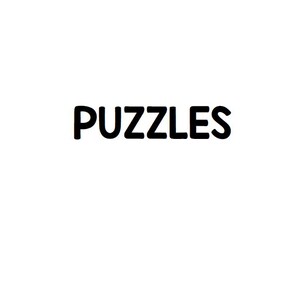 K&ouml;nnte beinhalten: Das Wort "PUZZLES" ist in fetten, schwarzen Buchstaben auf wei&szlig;em Hintergrund dargestellt. Eine kleine Zahl "1" befindet sich am unteren Rand des Bildes.