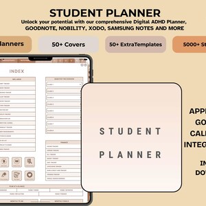 Digital Student Planner | Academic Organizer, Assignment Tracker, Class Schedule, Study Plan, Goodnotes iPad Planner, Instant Download