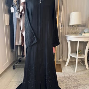 Layla Black Abaya with Bead Detailing