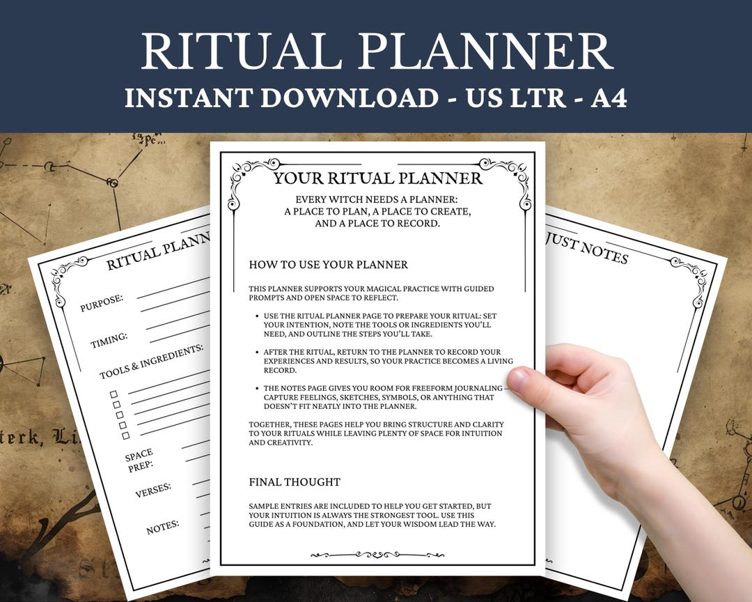 Planner Ritual Printable Ritual Planner | Witch Spell Grimoire and Book of Shadows ...