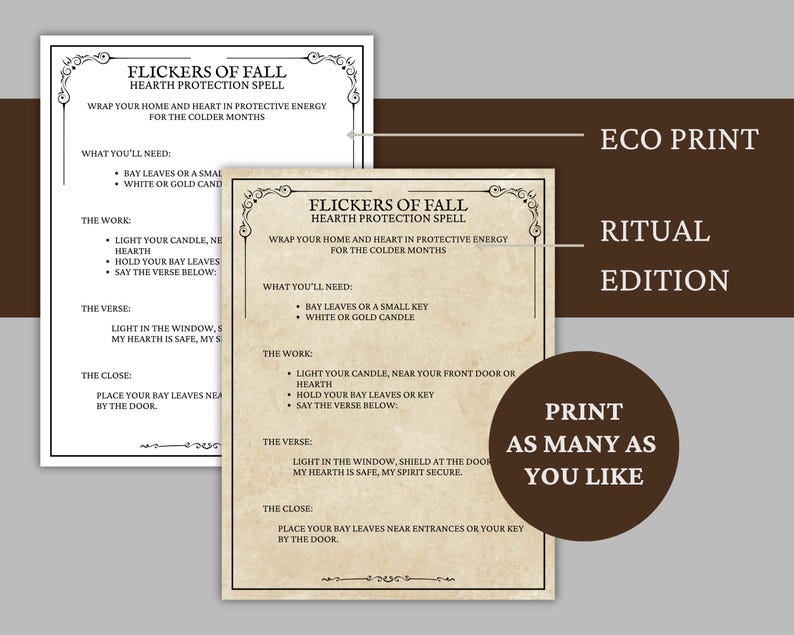 Printable Fall Spell Kit | Witchcraft Ritual Pages (instant Download ...
