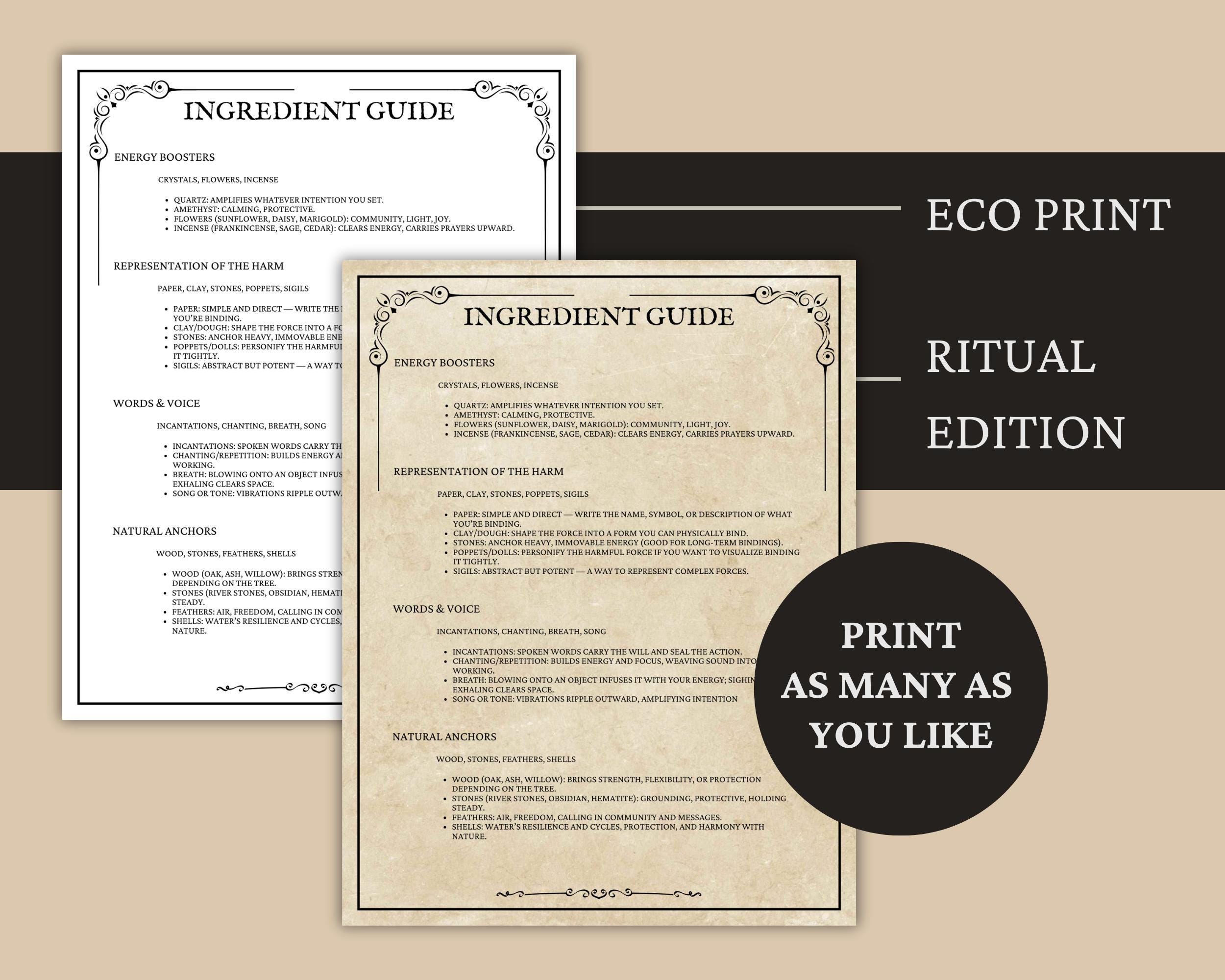 浄化呪文（印刷可能）｜魔女グリモア初心者ページ（デジタルダウンロード） - Etsy 日本
