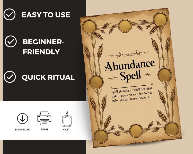Spell Text Thing Printable Witch Abundance Spell | Money & Prosperity Ritual (instant ...