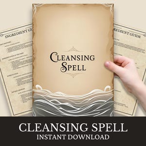 Cleansing Spell Printable | Witch Spell for Energy Clearing & Spiritual Renewal | Beginner Witch Grimoire Page | Pocket Spell Series