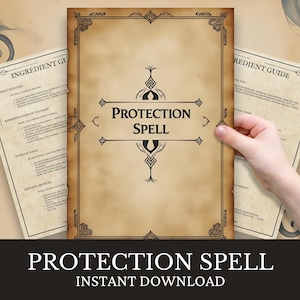 Protection Spell Printable | Witch Spell for Safety & Energy Shield | Practical Magic Book of Spells | Pocket Spell Series