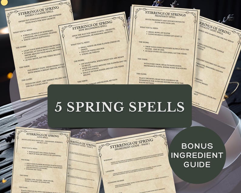 Printable Spring Spell Kit | Printable Witchcraft Pages | Seasonal ...