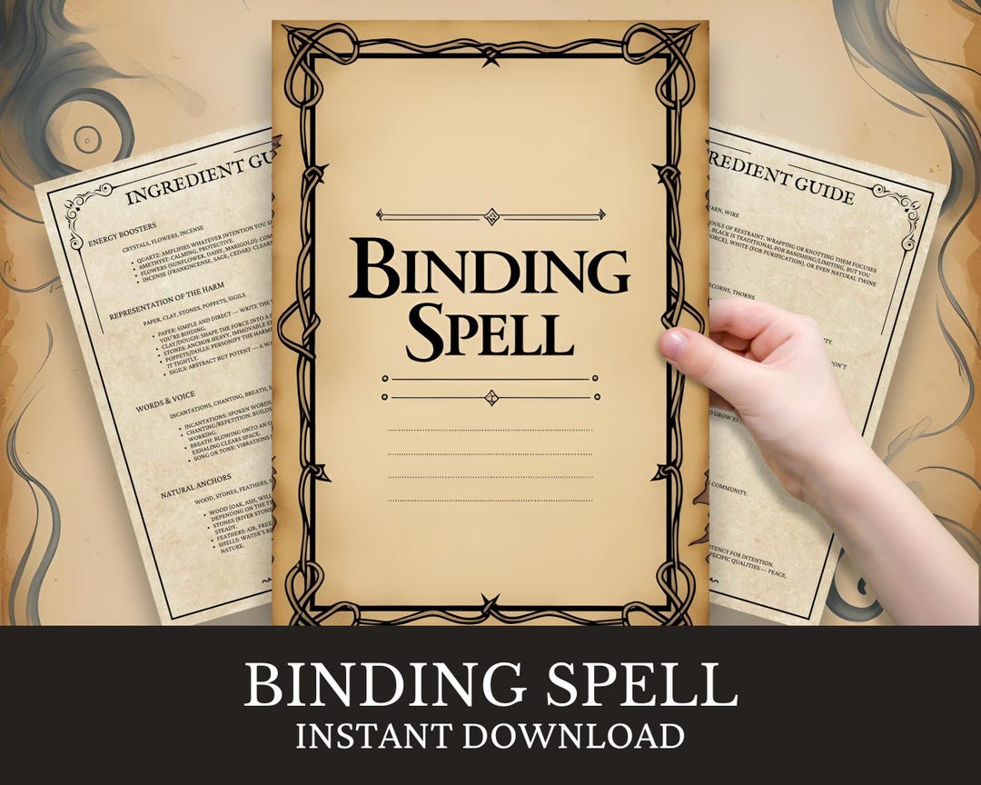 Binding Spell Printable | Witch Spell for Protection & Restraining Harm ...