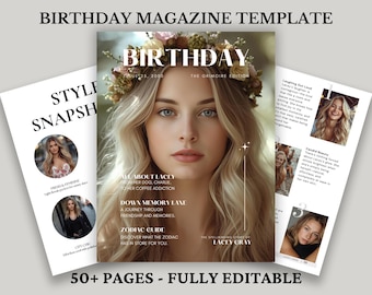 Editable Birthday Magazine Template | Personalized Keepsake (Canva)