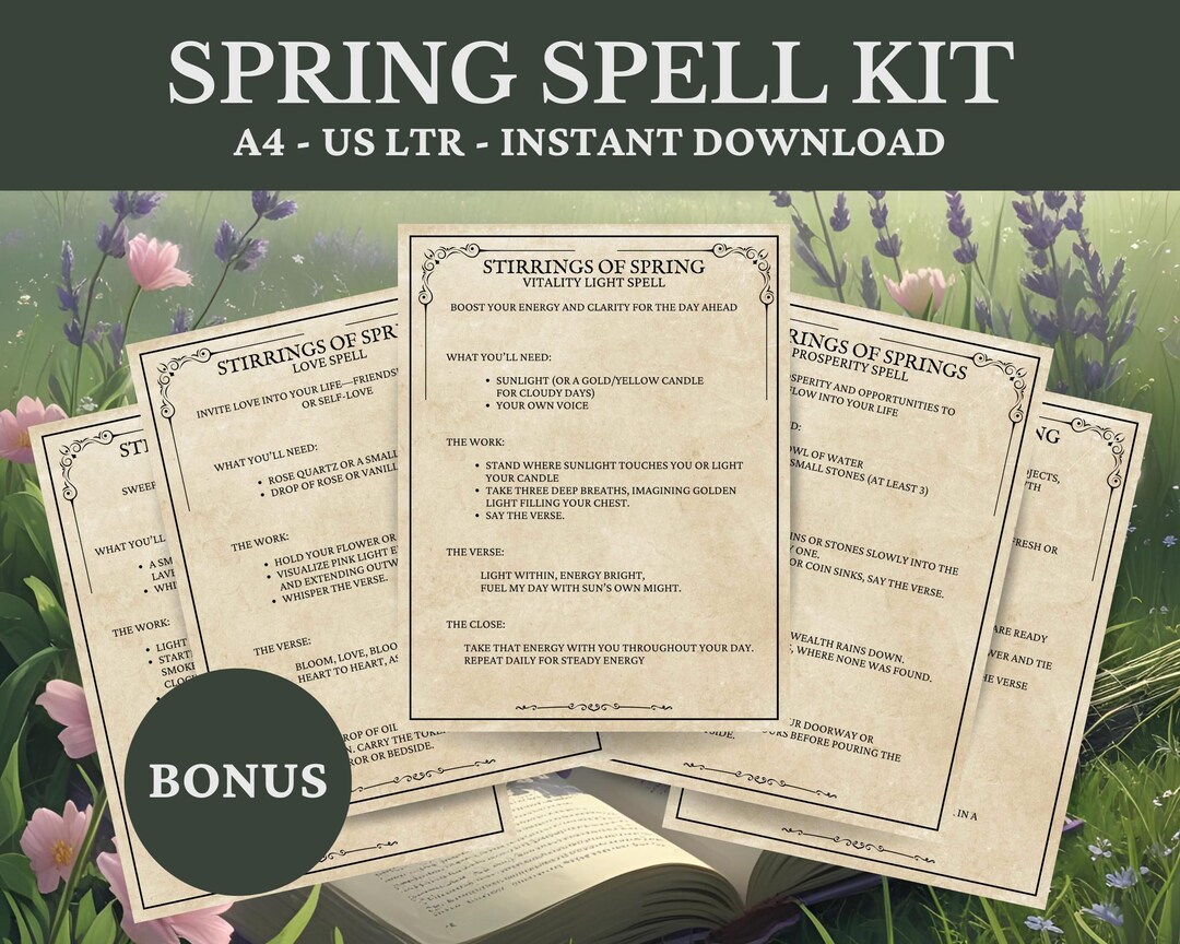 Spring Spell Expression Printable Spring Spell Kit | Printable Witchcraft Pages | Seasonal ...