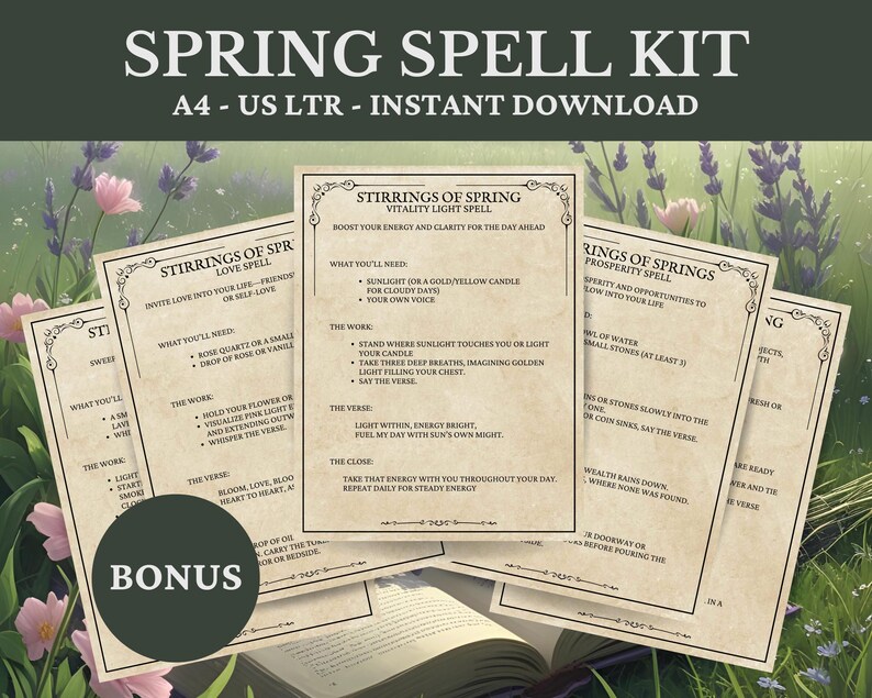 Printable Spring Spell Kit | Printable Witchcraft Pages | Seasonal ...