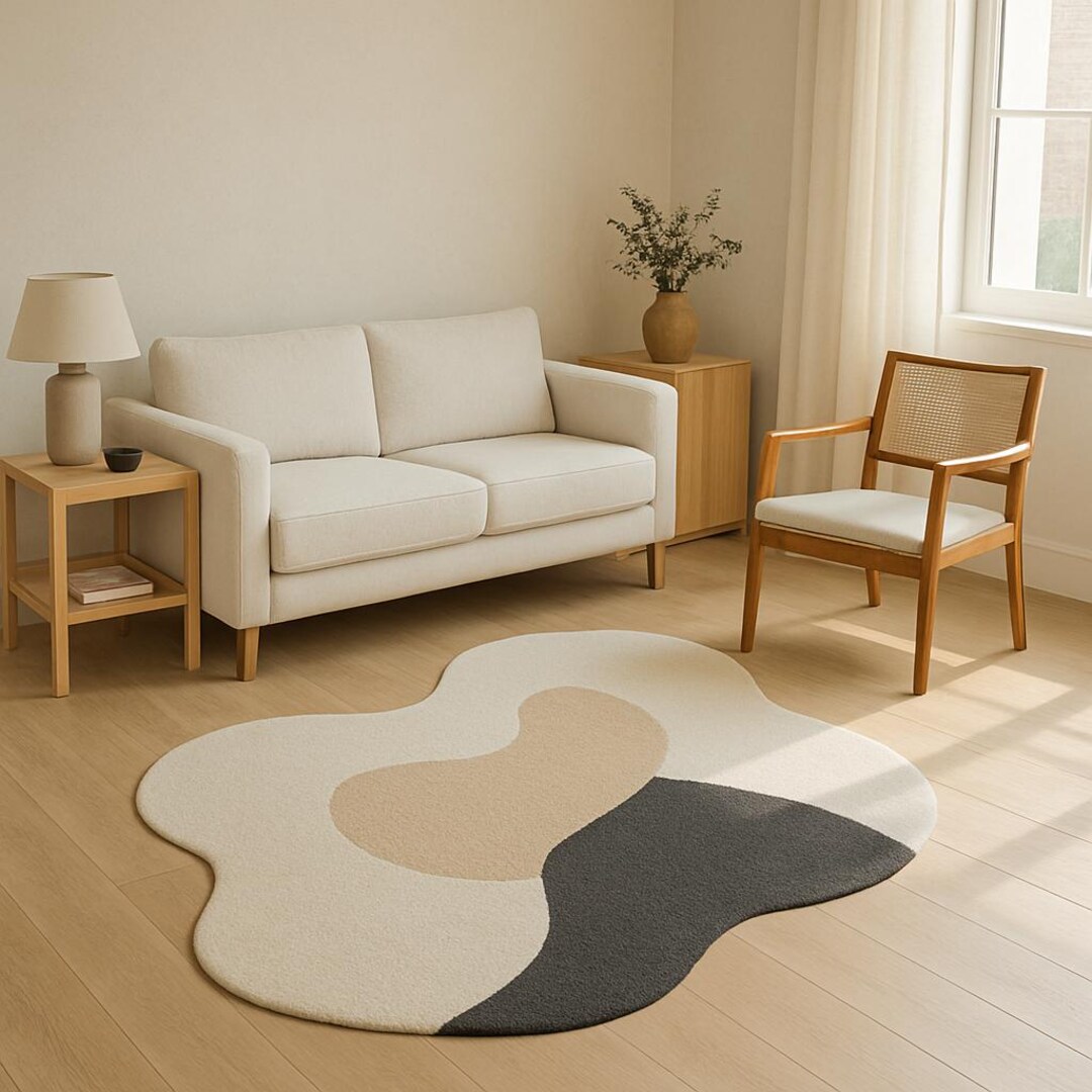 Modern Irregular Rug Modern Irregular Shaped Hand Tufted Rugs White,beige,black, and Gold ...