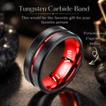 8mm Black Tungsten Carbide Ring Red Inlay Engraved Wedding Band product logo
