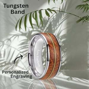 8 mm volframring med whiskyfat i trä, graverat band för gitarrsträngar