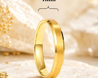 4/6/7/8 mm guld matt volfram vigselring Comfort Fit specialgraverad armband
