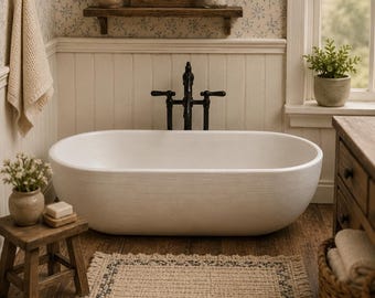 Miniature Bathtub with Freestanding Faucet - Dollhouse Bathroom Furniture - 1:12 Scale