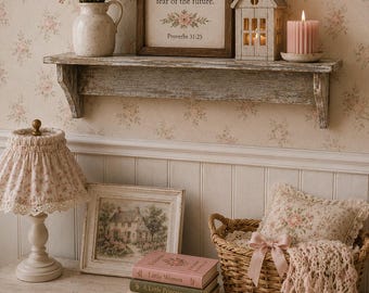 Miniature Distressed Wall Shelf - Dollhouse Farmhouse Furniture - 1:12 Scale