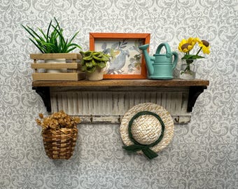 Miniature Shutter Shelf - Dollhouse Farmhouse Decor - 1:12 Scale