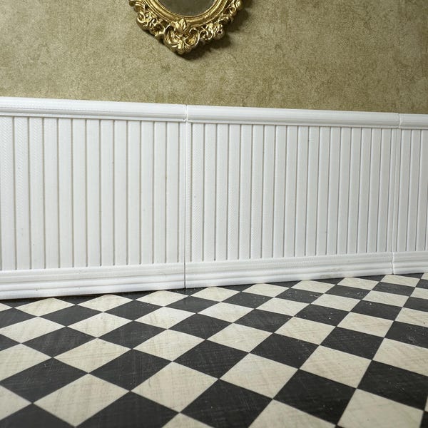 Dollhouse Beadboard Paneling  - Set of 4 - 3”x3.75”