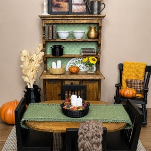 1:12 Scale Fall Farmhouse Miniature Decor Set | Watering Can, Candle Basket, Wall Art