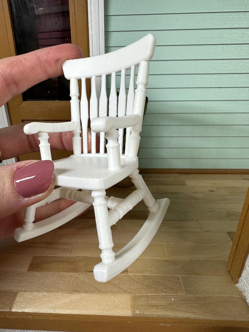 Toy Size Rocking Chair 1:12 Scale Dollhouse Rocking Chair | Miniature Farmhouse Chair | 3D ...