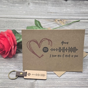 Personalised Spotify Code Anniversary Card or Wood Keyring