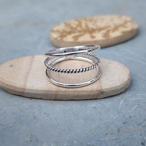 Minimalist Sterling Silver Ring | Adjustable Open Band Twist Ring | Handmade 925 Silver Stackable Ring | Modern Boho Jewelry Gift for Her
