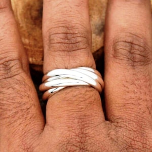 Russian Trinity Ring, Interlocking Silver Bands, Triple Rolling Ring, Minimalist Spinner Ring, Symbolic Eternity Ring for Women & Men