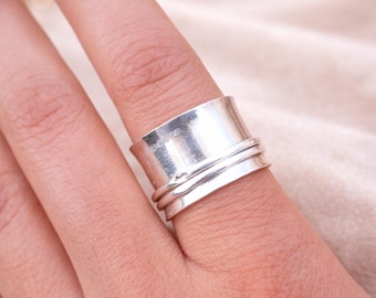 Handmade Sterling Silver Wide Band Ring | Minimalist Thumb Ring