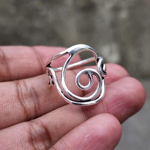 Sterling Silver Spiral Ring: Adjustable Boho Swirl Jewelry