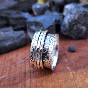 Sterling Silver Spinner Ring: Anxiety Relief Meditation Band