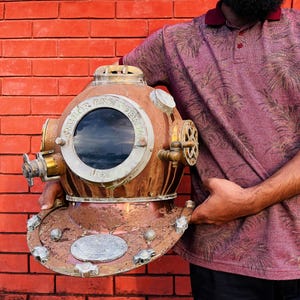 Dirty Antique 1921 Anchor Engineering  scuba divers helmet - deep sea helmet - Nautical Best gift