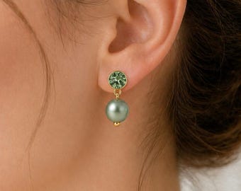 Crystal Pearl Bridge Earrings “Marie” | 925 Sterling Silver 18K Gold Plated | Wedding Gift | adorned with Swarovski® Crystals