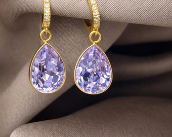 Pear Lux Earrings in 925 Sterling Silver with 18K Gold Plating – Classic English Lock Drop Earrings, Elegant Gift for Her, Wedding Jewelry