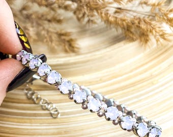 Small Austrian Crystal Tennis Bracelet, Handmade Elegant Jewellery Gift for Her, Silver or Gold Bracelet, Wedding, Anniversary Jewelry