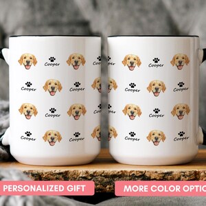 Custom Dog Face Mug with Name, Personalized Pet Photo Coffee Cup, Unique Dog Lover Gift for Pet Mom, Dog Dad, Pet Owner Mug, Custom Dog Cup