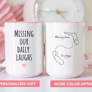 Custom Friendship Mug, Personalized Long Distance State to State Mug, Best Friend Coffee Cup, Missing You Gift, Custom Map Mug Gift for Her