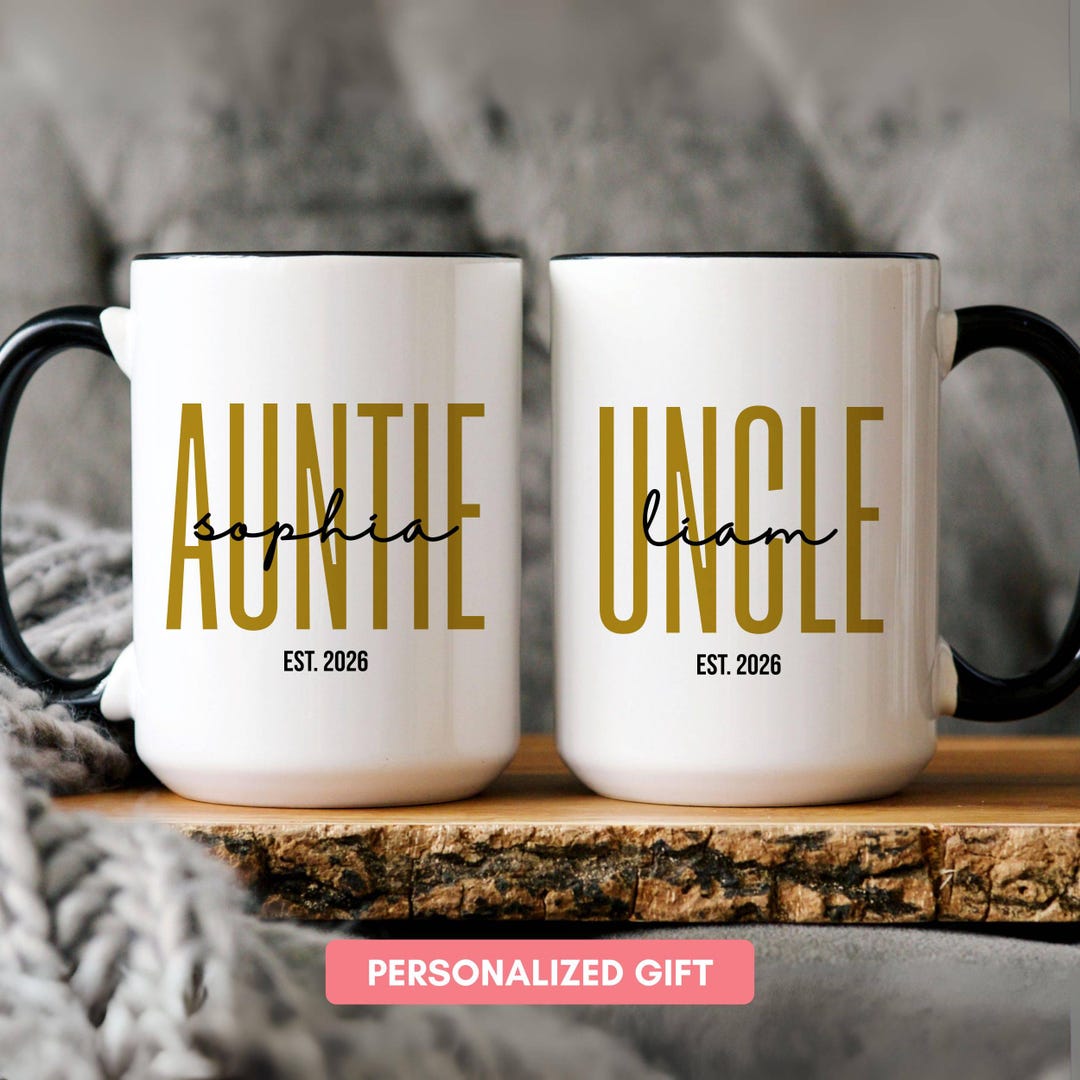 Pregnancy Announcement Aunt and Uncle Mug Set Promoted to Auntie and ...