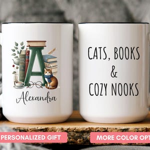 Bookish Mug for Cat Lover, Book Lover Gift, Gift for Cat Lovers, Cats Reading Mug, Coffee Books Mug, Bookworm Gifts, Birthday Gift Reader