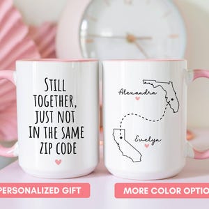 Personalized Long Distance State to State Mug, Best Friend Gift Mug, Friendship Coffee Cup, Long Distance Mug, Bestie Mug, Missing You Gift