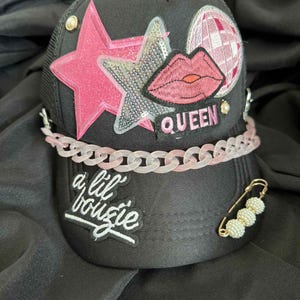 Preppy Queen Trucker Hat-Black