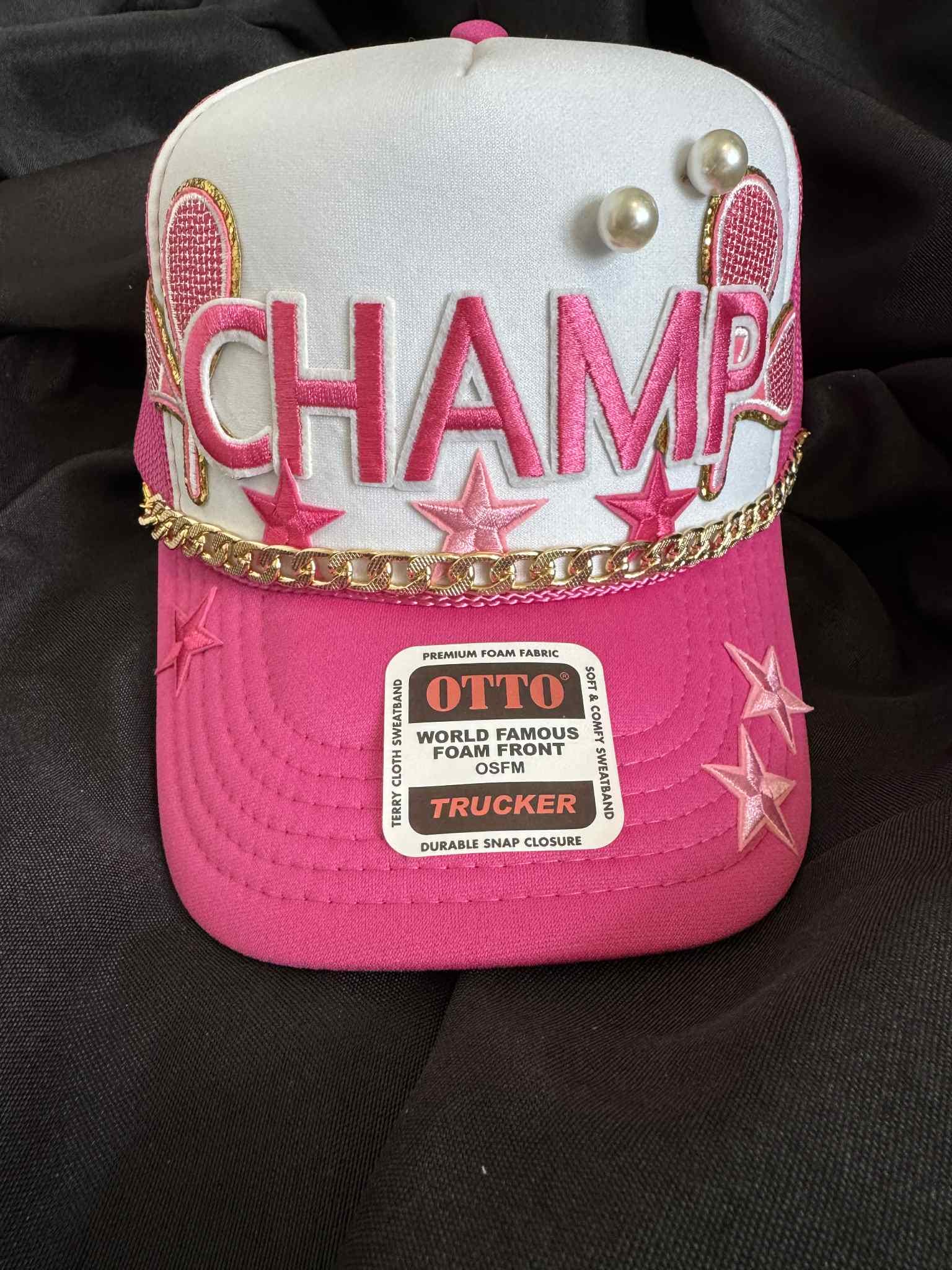 ???OTTO: HOT PINK “IN MY PICKLEBALL ERA” Trucker Hat Otto 55-133 5-Panel High Crown Foam Trucker Hats - Neon  main image 4