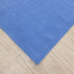 Hand Tufted Wool Area Rug, Solid Blue, Modern Minimalist Design image 9