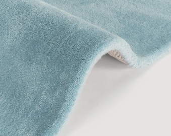 Hand Tufted Wool Area Rug Solid Light Blue for living Room or Home Decor