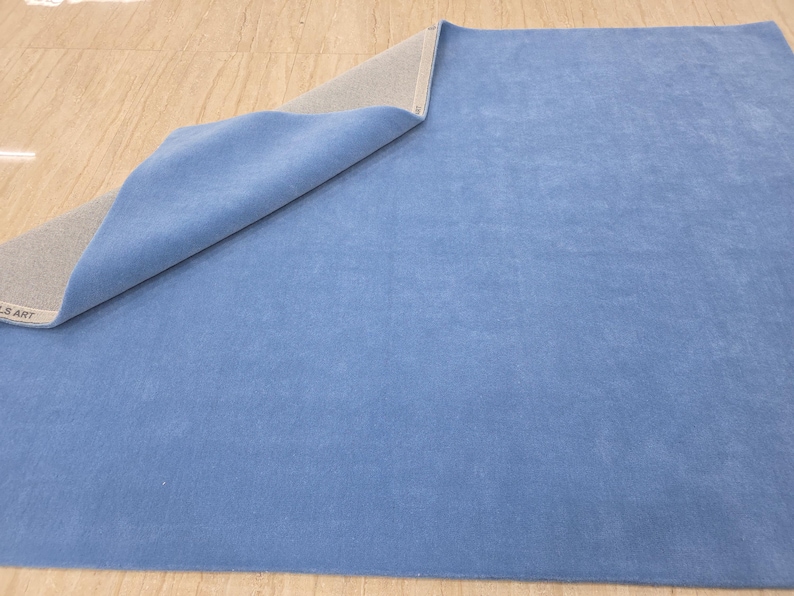 Hand Tufted Wool Area Rug, Solid Blue, Modern Minimalist Design image 7