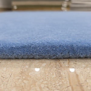 Hand Tufted Wool Area Rug, Solid Blue, Modern Minimalist Design image 3
