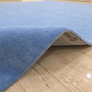 Hand Tufted Wool Area Rug, Solid Blue, Modern Minimalist Design image 1